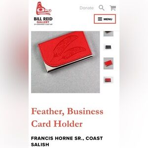 Business / ID Card Holder / wallet - feather embossed - red